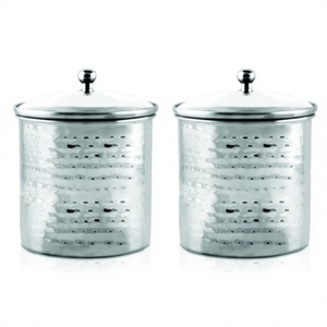 Boîtes de stockage martelées en acier inoxydable 2 pièces de 700ml avec couvercles en verre hermétiques Récipients de stockage de bonbons de 700ml - Product Image 1