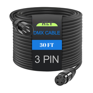 30 ft DMX кабели 3-контактный сигнал XLR штекер к гнезду DMX кабель провод с металлическими разъемами для передачи сигнала - Product Image 1