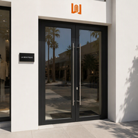 Portes doubles en verre à rupture de pont thermique WANJIA pour maisons, portes d'entrée en aluminium, portes françaises à battants en verre