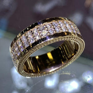 Anillo de Diamantes F962, Oro Sólido de 18K, Corte Brillante Redondo, Color G Natural, Anillo de Boda Clásico Unisex - Product Image 1