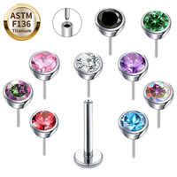 Bijoux de Piercing en Titane G23 à Poussoir : Boucles d'Oreilles en Zirconium Éclatant, Labrets sans Filetage, Anneaux de Nez, Piercings Corporels Sexy