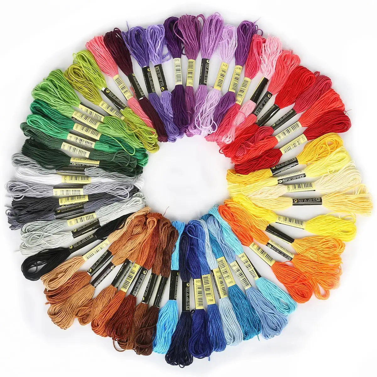 Random Rainbow Color 50pcs Skeins Cotton Cross Stitch Thread Sewing Crochet Thread for Embroidery