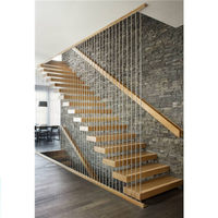 DAIYA escalier flottant avec bande de roulement en bois étroits avec riser