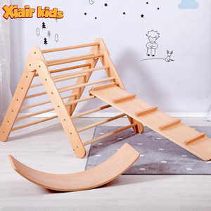 Xiair Montessori Foldable Pickler Triangle Climb Frame With Ramp Beech Wooden Climbing Frames Ladders For Exercise Kid Toys