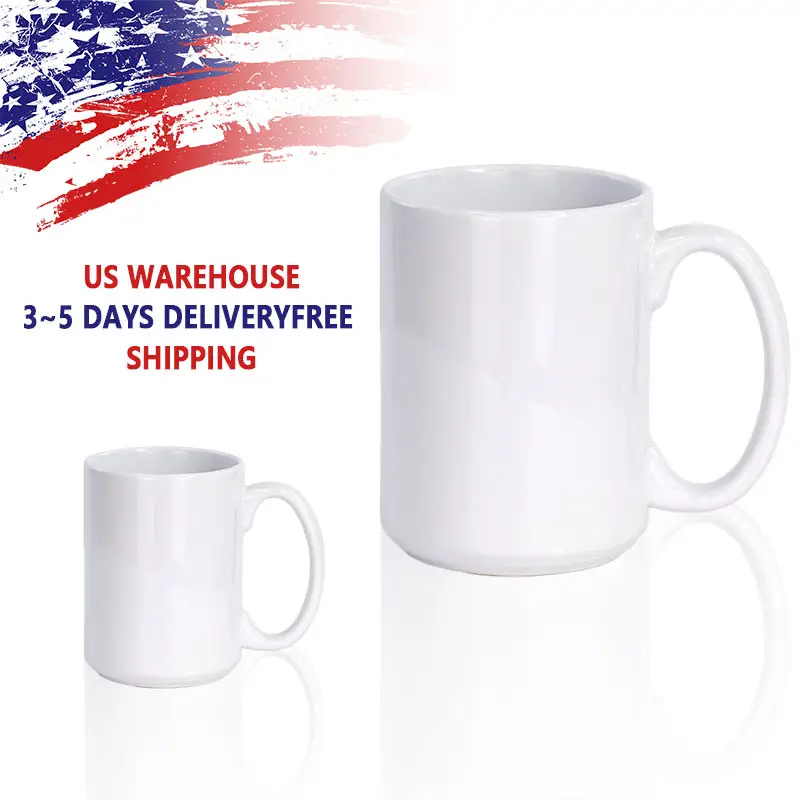 Tasses en porcelaine de 15 oz Tasses de sublimation vierges Tasses de luxe personnalisées avec logo Tasses en céramique de sublimation