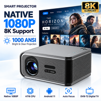 Projecteur TV DVB-T2 4K Android Smart Wifi, 1080P natif, mise au point automatique, équipement de cinéma à domicile, projecteur de divertissement