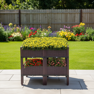 Ensemble de 4 jardinières carrées en plastique surélevées DB pour fleurs et plantes vertes, utilisation intérieure et extérieure - Product Image 2