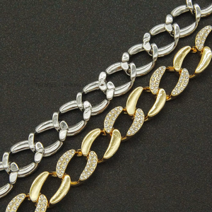 Wide Diamond-encrusted <b>Cuban</b> <b>Chain</b> Men's and Women's Fashion Bracelets Hipster Street Hip Hop Bracelets and Bracelets Tanjing - Product Image 3