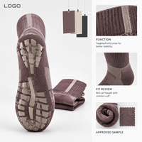 Chaussettes de football mi-mollet antidérapantes en Spandex et Nylon, couleur prune taupe, avec semelle antidérapante, ajustement parfait pour les bottes et talon et orteil renforcés