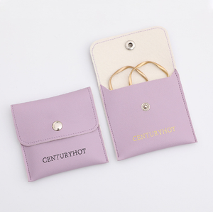 Bolsa de joyería con hebilla oscura antioxidante personalizada, bolsa de embalaje con textura de cuero PU mate para anillos, collares, pulseras - Product Image 5