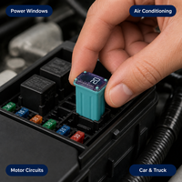 Mini-fusible à soufflage lent DC32V 15A 20A 25A 30A 40A à temporisation pour circuit de moteur de lève-vitre de voiture, conforme aux normes RoHS ELV ISO