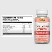 Capsules de collagène et kératine personnalisées de qualité supérieure avec acide alpha-lipoïque et acide hyaluronique pour stimuler la santé des cheveux, de la peau et des ongles, 60 capsules