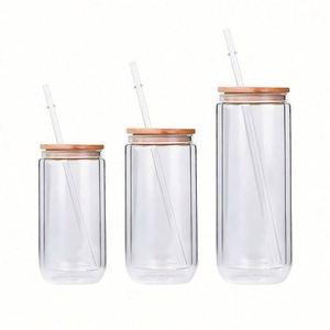 Gobelet double paroi 20oz style boule à neige, avec trou pré-percé, couvercle coloré et paille, en plastique PS transparent, pour personnalisation DIY, style américain, cadeau d'affaires - Product Image 2