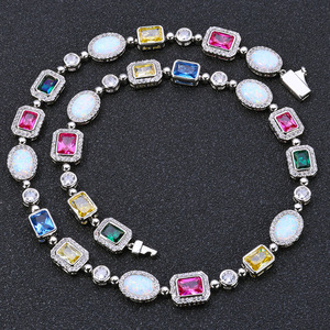 Fashion Hip Hop Cross Gold Brass Multicolor 10mm Geometric Enamel Bling Gemstone Zircon Iced Chain <b>Choker</b> Necklace Unisex Gift - Product Image 1