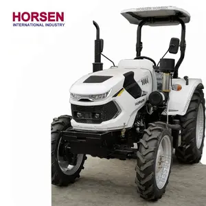 HORSEN Traktor Pertanian 100HP 4WD, dengan Penjepit Ujung Depan Ember 4 Dalam 1 Pelepasan Cepat dan Pemotong Rumput Slasher untuk Dijual