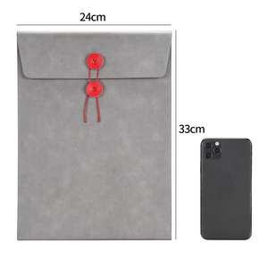 Dompet Dokumen Kulit PU A4 - Tas File Kapasitas Besar untuk Penyimpanan Faktur & Kontrak Kantor, Map File Kulit PU A4 Vertikal - Product Image 6