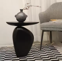 Table d'appoint en travertin naturel moderne simple 2025, table basse noire pour chambre d'hôtel, meuble parfait pour salon