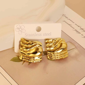 EH060 トレンディ パンク クール系 幾何学模様 アシンメトリー ステンレススチール ピアス 光沢 ドロップ ファッションジュエリー - Product Image 4