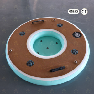 Île flottante gonflable ronde commerciale, pont gonflable avec porte-gobelets et porte-bière, pont flottant gonflable pour yacht - Product Image 3