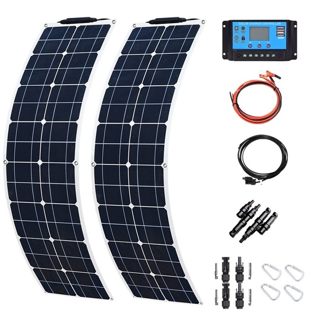 100w PV Panel Solar Kit 12V 50 Watt Flexible Solar Panel Photovoltaic Module Off Grid System For Home RV Boat Battery Charger