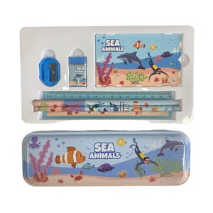 Bán buôn tùy chỉnh tự làm văn phòng phẩm thiết lập trở lại Trường Học Nghiên cứu thiết lập thế giới động vật bảy miếng - Product Image 3