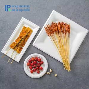 Eco-Friendly Natural 10x5 Inch Rectangular Compostable Disposable Plate Biodegradable Bagasse <b>Pulp</b> Food Restaurants Parties - Product Image 6