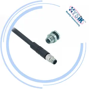 Conector micro M5, 3 polos, 4 polos, receptáculo de montaje en panel, enchufe circular macho hembra