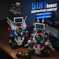 Juego de Bloques de Construcción de Robots Inteligentes Programables con Control Remoto de Forma Variable 5 en 1, Juguete de Plástico ABS para Regalo