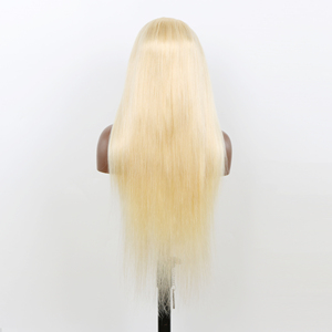 Vendita all'ingrosso di 100% per cuticole in 613 di qualità iqh allineate a <span class=keywords><strong>veri</strong></span> <span class=keywords><strong>capelli</strong></span> umani 13*4 180% densità di parrucche anteriori in pizzo dritto biondo - Product Image 6