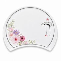 Assiette de service en mélamine personnalisée en usine, bord gris, vaisselle en mélamine incassable pour hôtel, restaurant, commande en gros
