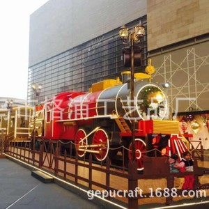 Custom Large <b>Train</b> Engine Sculpture Metal <b>Outdoor</b> Christmas Decoration Artistic Figure Floor Mount - Product Image 3