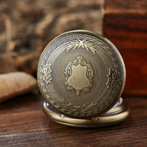 Toptan Vintage büyük altın cep saati ile paslanmaz çelik kasa kuvars hareketi antika üretilen altın kalkan marka Dial - Product Image 6