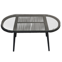 Vente chaude d'usine : Ensemble 4 pièces de chaises en corde tressée et table basse avec pieds métalliques coniques pour intérieur et extérieur