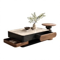 Table basse extensible en bois massif, style minimaliste moderne, noyer noir, meubles de salon