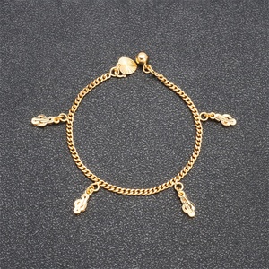 Bracelets pour femmes plaqués or 24 carats JXX Wholesale, nouveau design, petits charms en cuivre, bijoux de type bracelet. - Product Image 4