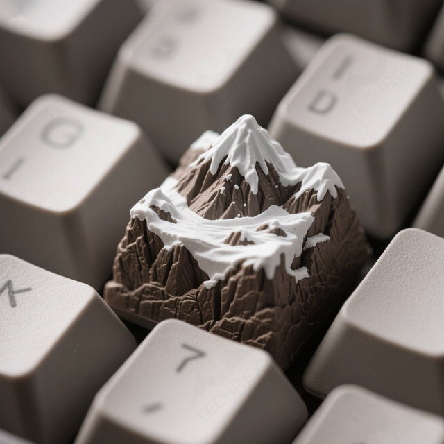 Customizable Artisan-Crafted 3D Mountain Range Keycap-Topographic Snow Peak Design Frosted Resin Finish for Mechanical Keyboards