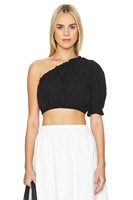 Ropa de diseñador personalizada fabrica verano Mujer moda un hombro blusas camisas Puff manga Crop Top asimétrico corto