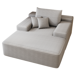 Lounge Chair Indoor Oversized Upholstered <b>Sofa</b> Bed Sleeper Modern Sectional Fluffy Plush Corduroy Apartment Living Room - Product Image 4