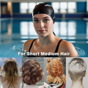 <span class=keywords><strong>Gorro</strong></span> de natación de silicona de gran tamaño para pelo largo Big Hear elástico mujeres hombres impermeable orejas protectoras - Product Image 2