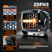 Projecteur de travail LED carré étanche IP67 50W, faisceau spot 3 pouces, ambre, pour extérieur, moto, camion, bateau, 12V 24V