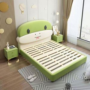 Cama de Día de Madera Maciza, Diseño Moderno y Minimalista en Forma de Serpiente, Tamaño Completo con Tapicería de Algodón para Niños y Niñas, Dormitorio Infantil - Product Image 4