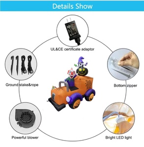 Camion gonflable lumineux de 8 pieds pour Halloween avec clown, fantôme et <span class=keywords><strong>citrouille</strong></span>, décoration extérieure pour jardin pour la fête de la Toussaint - Product Image 4