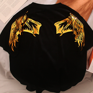 Camiseta de Hombre de Lujo de Alta Calidad, 100% Algodón, Tejido de Punto, Estampado Dorado Personalizado, Logotipo de Marca, Gráficos, OEM, Camiseta Dorada - Product Image 3