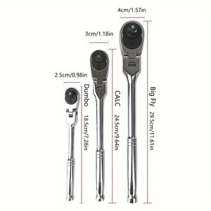 Juego de Llaves de Trinquete Ajustables de 72 Dientes con Mango Largo, 3 Piezas, Acero CRV con Acabado Cromado, Métrico, para Reparaciones Industriales, Estuche de EVA - Product Image 1