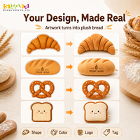 Fabricant de jouets en peluche en forme de pain sous marque privée, coussin alimentaire doux personnalisé OEM ODM pour supermarchés, rayonnages de détail et collections de cadeaux
