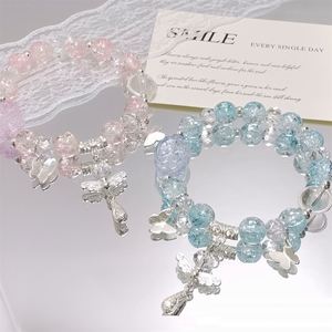 Pulsera de Cuentas de Cristal Roto INS Fantasy Popcorn con Dije de Mariposa, Color Degradado, para Niñas y Mujeres, Pulseras de la Amistad, Regalo de Joyería - Product Image 2