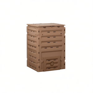 Bac à compost aérateur de jardin 450L marron avec 2 portes coulissantes, fonctionnement manuel, pour usage extérieur - Product Image 1