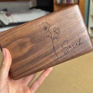 Boîte à bijoux en bois élégante pour femme, coffret de voyage et cadeau pour demoiselles d'honneur, boîte de rangement en bois de noyer, cadeau pour elle - Product Image 5