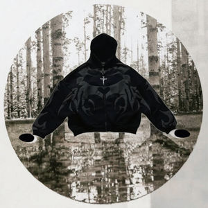 Sweat-shirt à capuche pour homme en coton biologique 100% imprimé à l'écran, style Harajuku, automne américain, nouveau style, rue sombre, 410g - Product Image 3