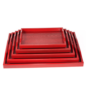 Double-sword round imitation wood Japanese <b>tray</b>, dessert plate, <b>tea</b> <b>tray</b>, sushi plate, sukiyaki, Japanese and Korean cuisine - Product Image 2